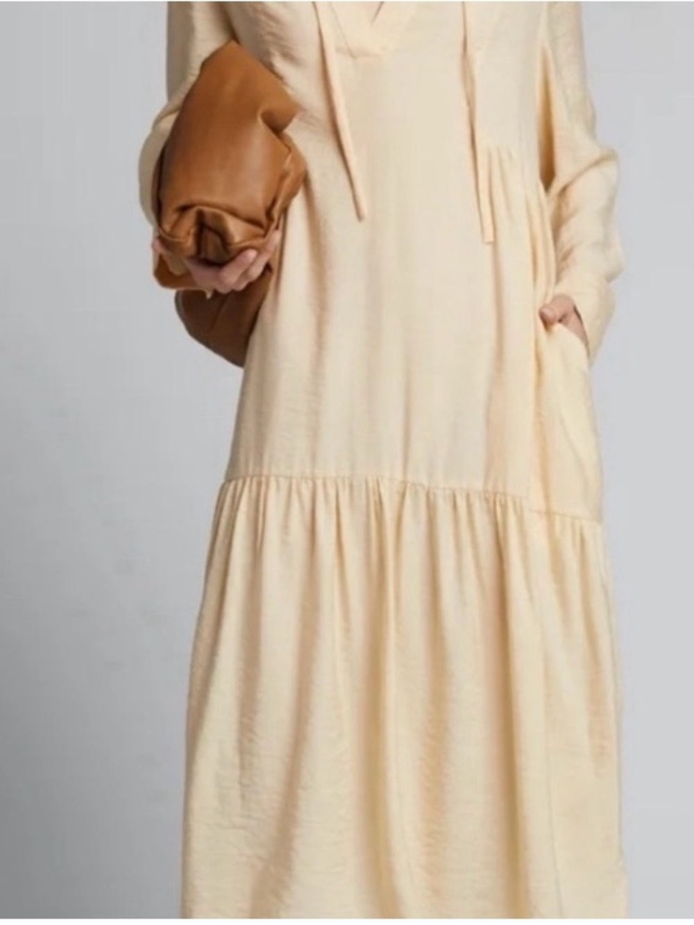 Vince dropped waist midi dress peasant dress‎ minimalist large - Picture 2 of 12